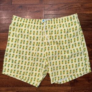 Bermies Tropical Pineapple Print Swim Trunks